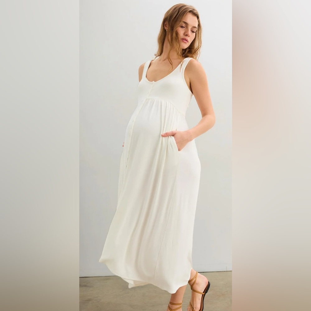 GUC Hatch Softest Rib Nursing Tank Dress (Ivory, Size 0)